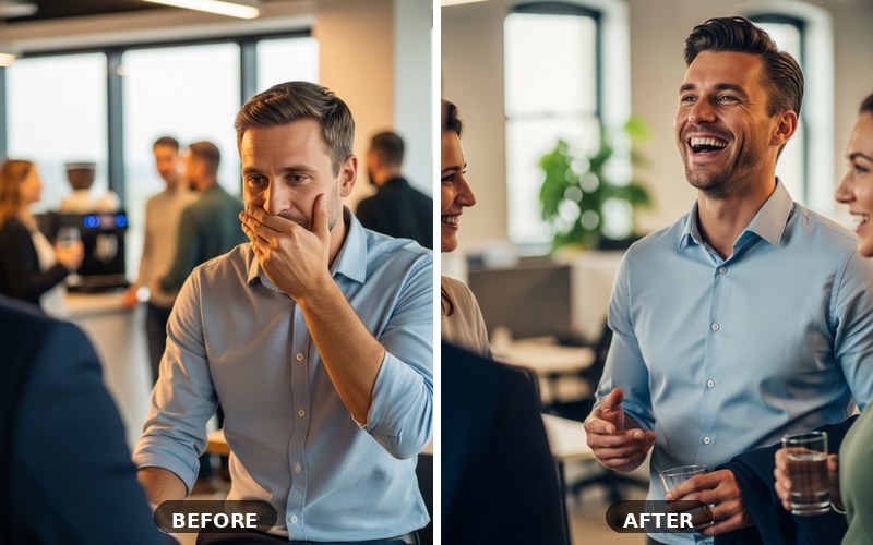 Before and after oral health transformation