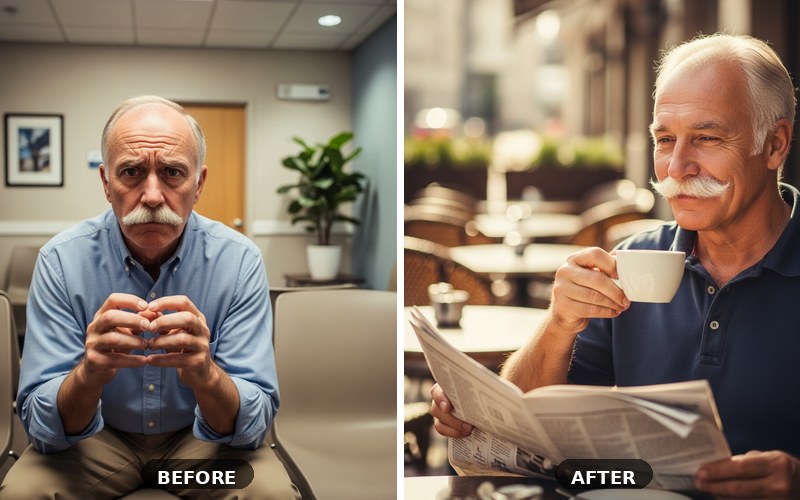 Before and after prostate health transformation