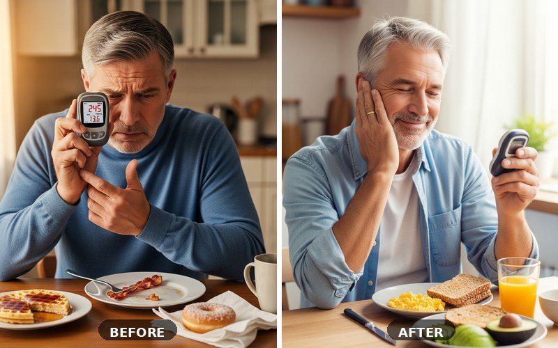 Blood sugar health transformation results with Sugar Defender - Before and After